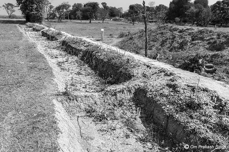 Water absorption trenches constructed under a government-sponsored watershed project in Khunti district, Jharkhand, India